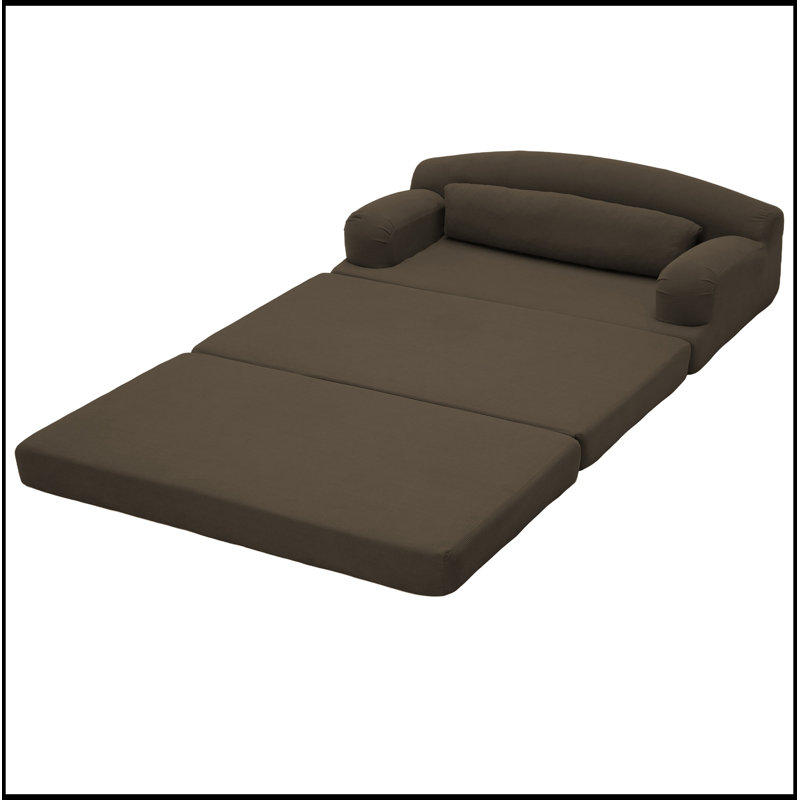 Causeuse pliable en velours côtelé avec coussin moelleux, Brun