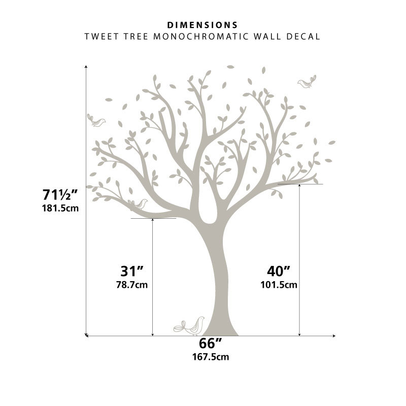 Décalcomanie murale arbre tweet, Vert lime