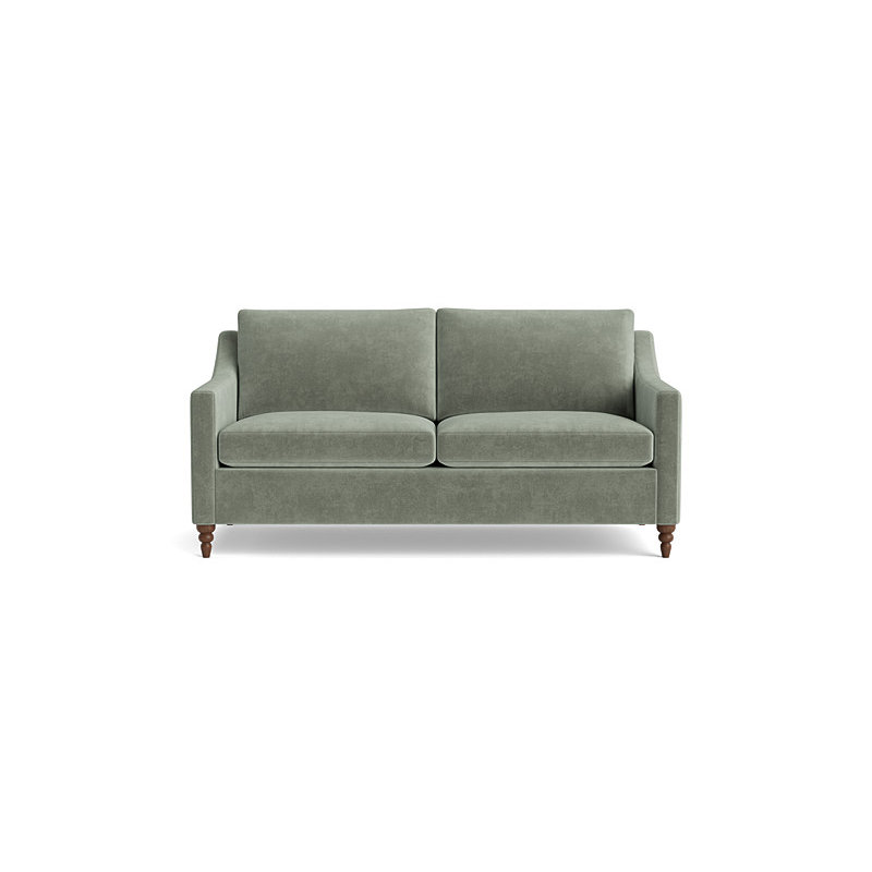 Vera Loveseat (70"), Walnut Finish (Turned), Velvet - Sage