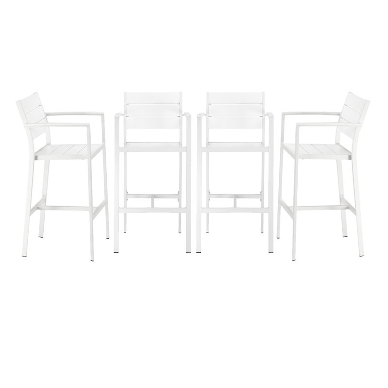 Set Of 4 Arm Betty Bar Stools, White