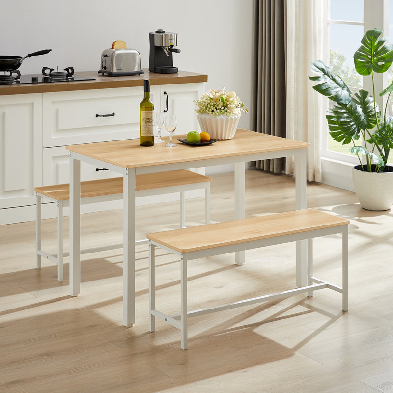 Ensemble de table de salle à manger Latea, Brun, Naturel, Blanc