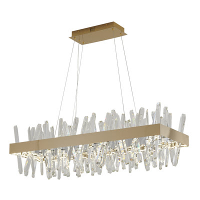 Transitional LED Gold With Crystal Rectangular Chandelier