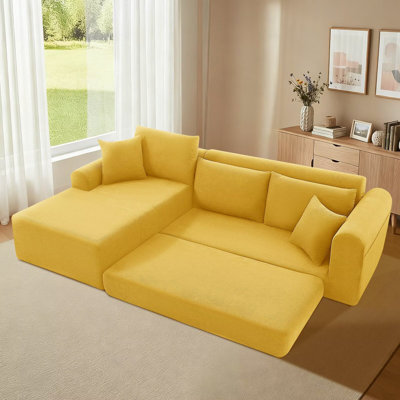 Modular Sectional Couch in a Box 103" L Shaped Boneless Cloud Couch with Deep Seat, Convertible Sofa Bed for Living Room Bedroom Apartments Dorms, No Assembly Required, Left Facing Chaise