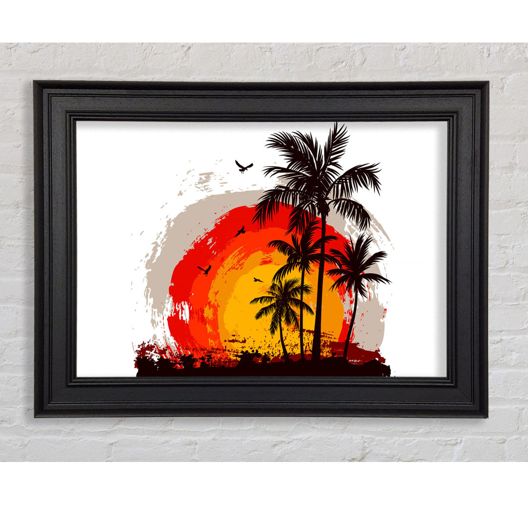 Gerahmtes Bild Impressionist Palm Tree Sun