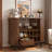 Fluted Liquor & Coffee Bar Cabinet With 6 Wine Racks, 3 Glass Holders, 1 Large Storage Drawer And 4 Hidden Side Storage Compartments-1562201521