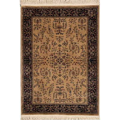 Tapis ivoire et noir noué à la main de haute qualité