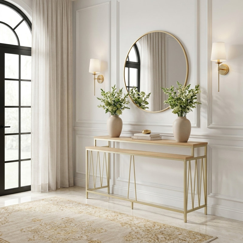 Pavé tactile 72 po Console en bois naturel