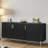 3 Door Sideboard Buffet Cabinet, Kitchen Storage Cabinet with Fluted Decorated Doors, Cupboard Console Table, Accent Liquor Sideboard with Hexagonal Design-412888742