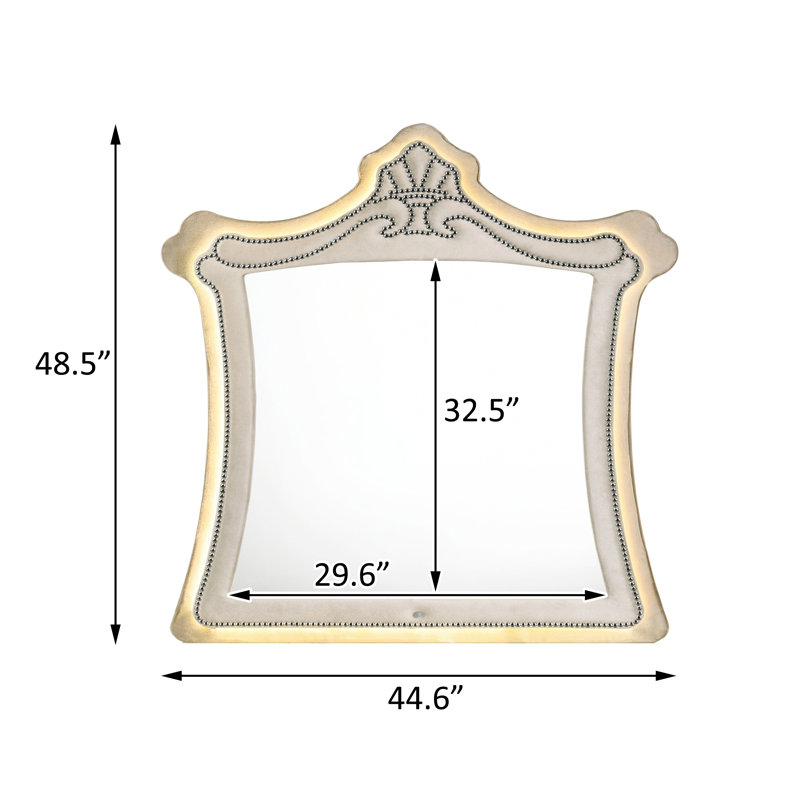 Miroir avec DEL, velours beige