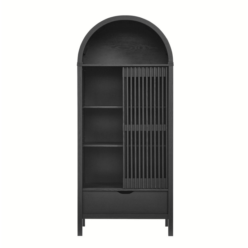 Vaughn 71" Arched Storage Display Cabinet, Walnut