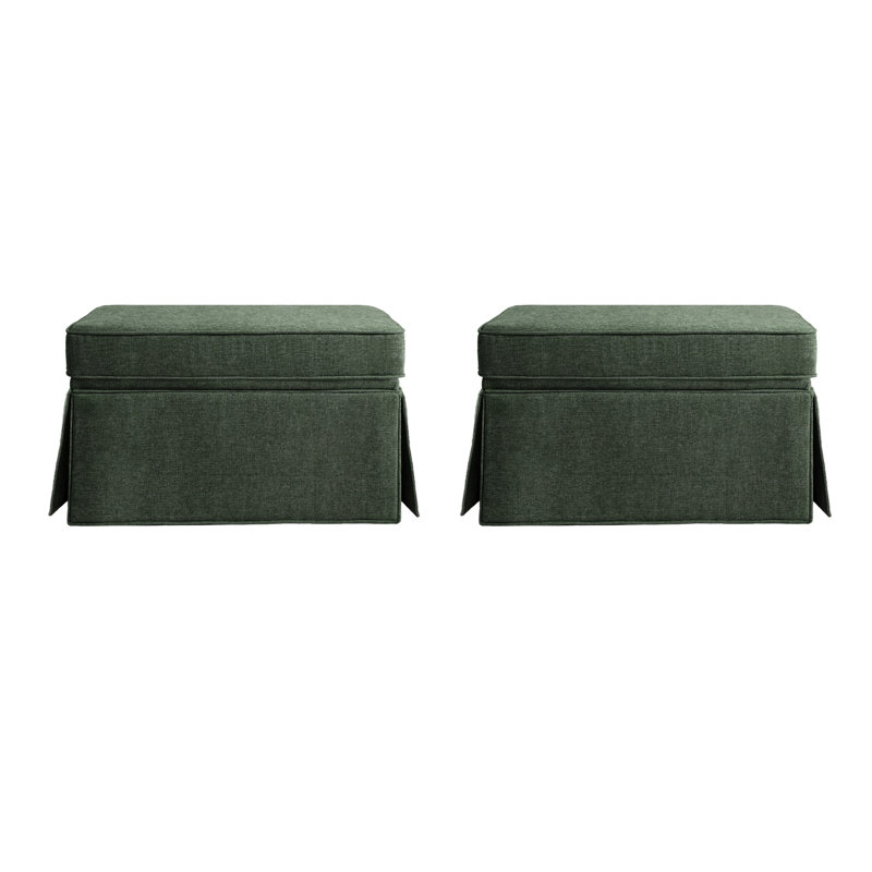 Storage Upholstery Ottoman, Green Chenille