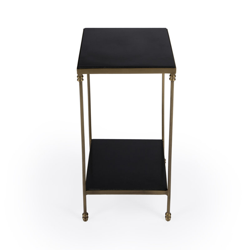 Imogen Iron and Granite Side Table, Black/Gold