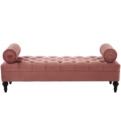 Modern Bedroom Bench,Bench For End Of Bed,Velvet Upholstered Bench With 2 Detachable Pillows,Comfy Upholstered Footstool,Ottoman