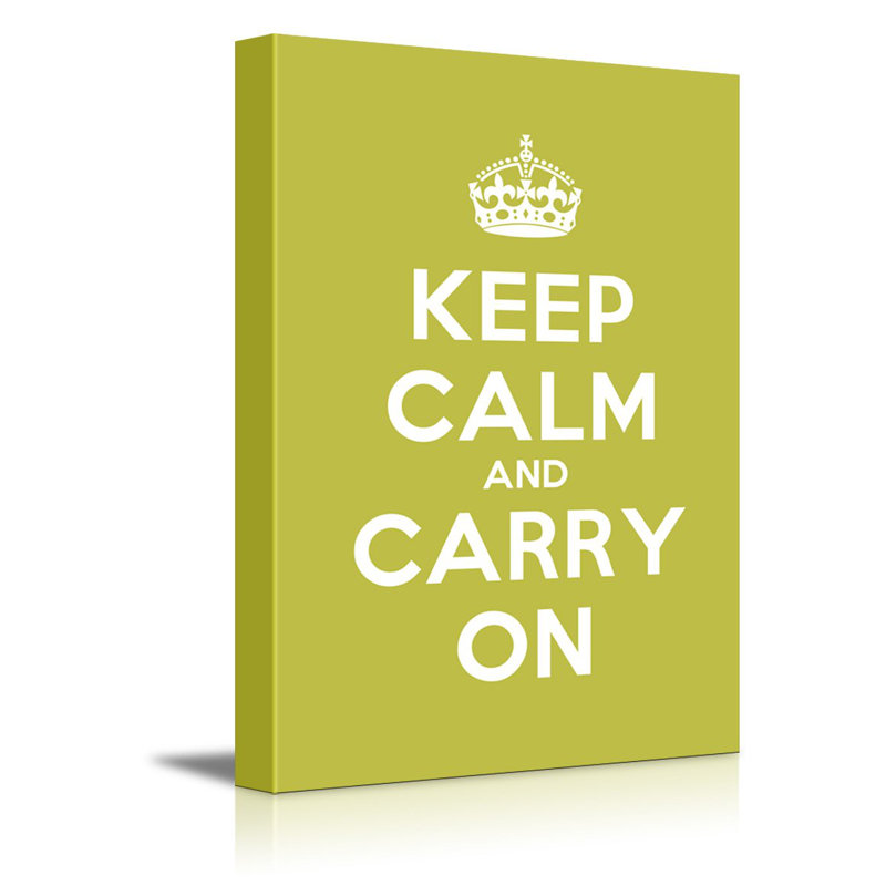 «Keep Calm And Carry On On», art textuel, H 36 po x l 24 po x P 1,5 po, Vert jaunâtre