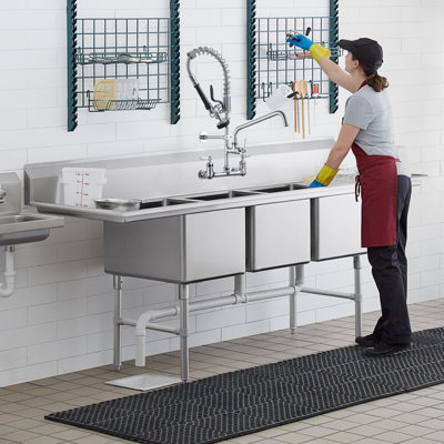 Robinet de cuisine commercial à fixation murale avec pulvérisateur de pré-rinçage 25 pouces