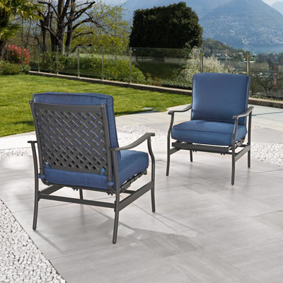 Outdoor Arnone Rocking Motion Metal Chair with Cushions (2-Pack)