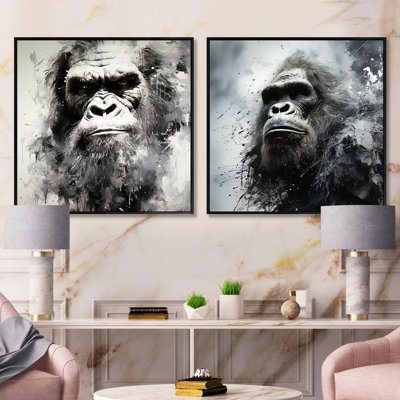 Minimalisme, ensemble de 2 collages carrés d'animaux