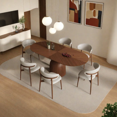 Parquet oval dining table set
