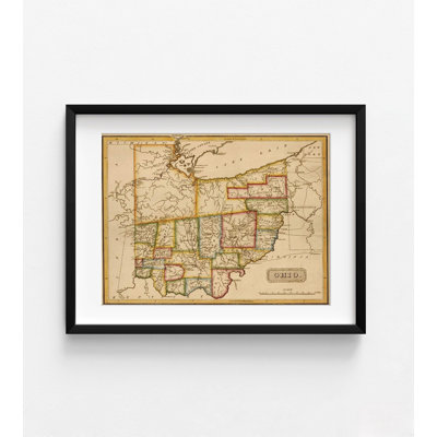 Lacretia Ohio 1817, Large Ohio Map, Antique Ohio Gift Map, Rustic USA State Map Print, Small Farmhouse Home Office Decor Idea, USA Wall Art