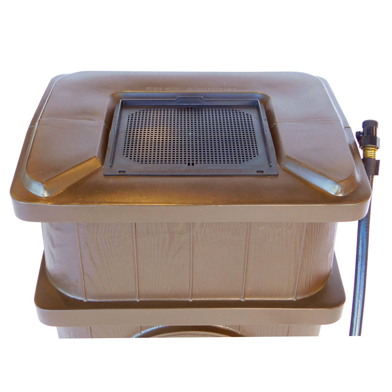 Brown Wood Grain 45 Gallon Rain Catcher Barrel Set