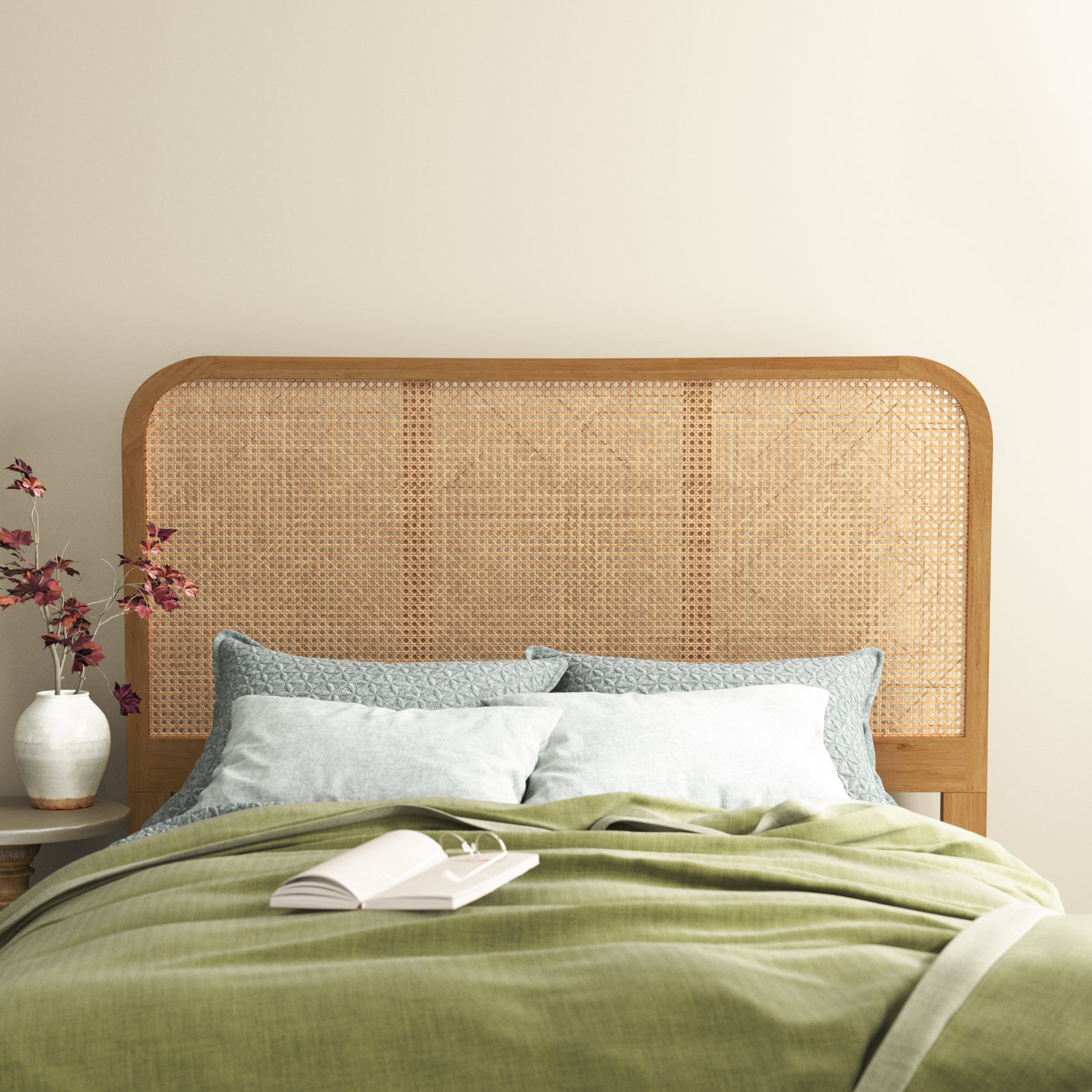 Boone Solid Wood Headboard, Natural, Queen