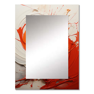 Red Spiral Chaos Unleashed - Abstract Collages Large Wall Mirror, Red Decorative Mirror, Printed Metal Art