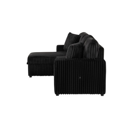 Canapé modulaire moelleux avec canapé-lit en velours noir (CA Warehouse Inventory)