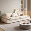 Coussin de canapé modulaire en polyester blanc à trois places-1437862623