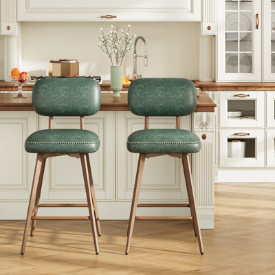 Swivel Upholstered Faux Leather Bar Stool