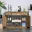 Armoire à café HOMcom Farmhouse, armoire à vin avec 3 tiroirs, armoire buffet avec support à vin en forme de X et porte-verres à pied, grain de chêne rustique