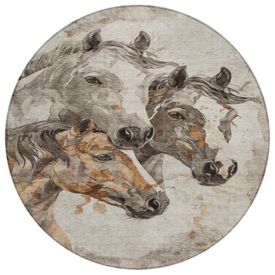 Tapis intérieur lavable pour chevaux 8 po beige et gris