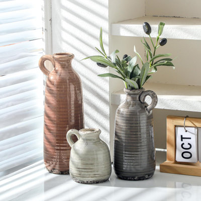 Ensemble de 3 vases rustiques avec poignées
