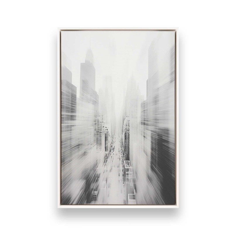 Urban Pulse, 48.75" H x 32.75" W x 1.75" D, Opaque White Floater Framed
