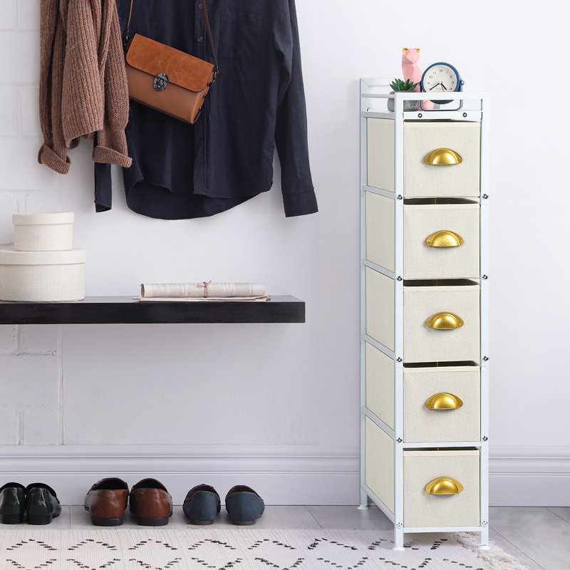 Armoire de rangement étroite à 5 couches - blanc