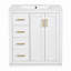 Ensemble de meuble-lavabo 30 po avec lavabo en céramique, armoire de rangement en bois massif, ensemble de meuble-lavabo autoportant avec 3 tiroirs et portes à fermeture douce-333666489