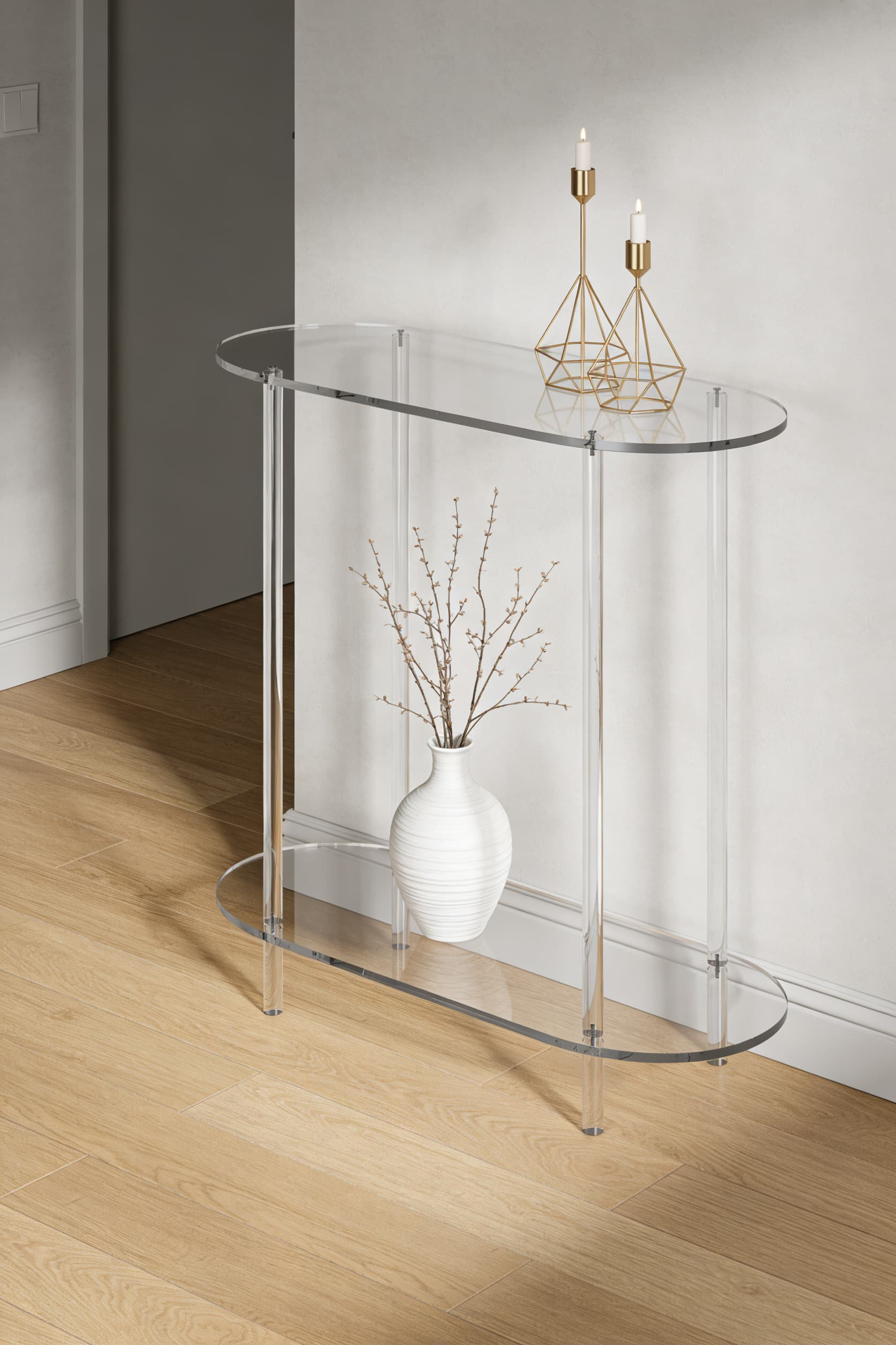 Brayden Studio® Modern Acrylic Console Table With 2-Tier Oval Design ...