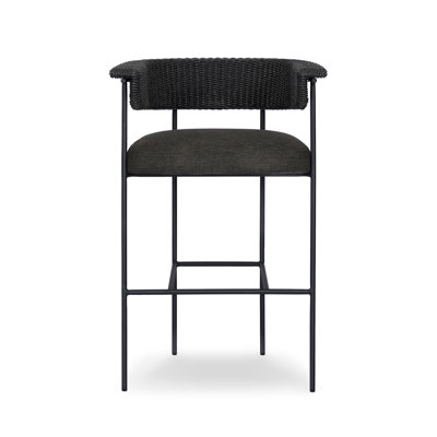 Carrie Outdoor Stool-Faux Black Hyacinth-Bar