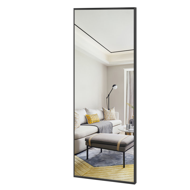 Talma Wood Flat Mirror, 51" H x 16" W, Black