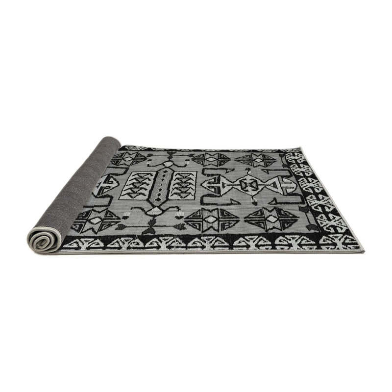 Tapis oriental gris tissé à la machine, Rond 3 pi