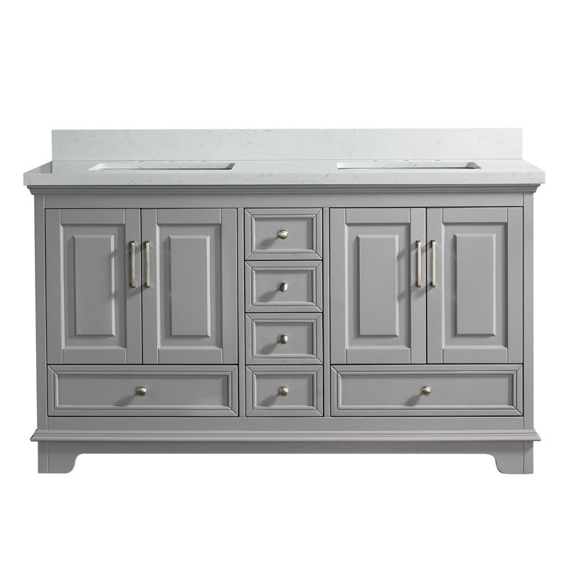 Freestanding vanity with two sinks