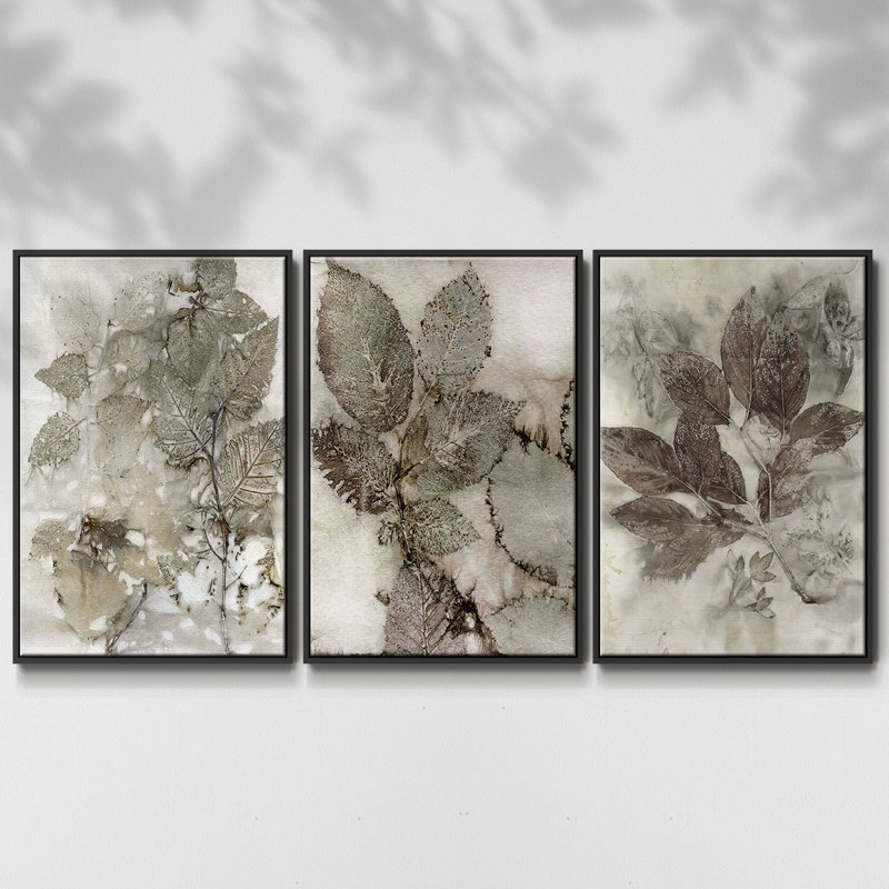 3 feuilles de bouleau I, H 27 po x l 54 po, Noir