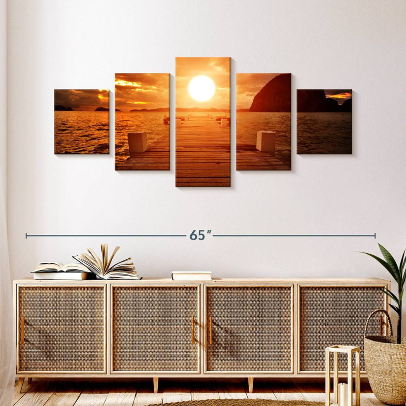 Coucher de soleil brillant, H 24 po x l 55 po