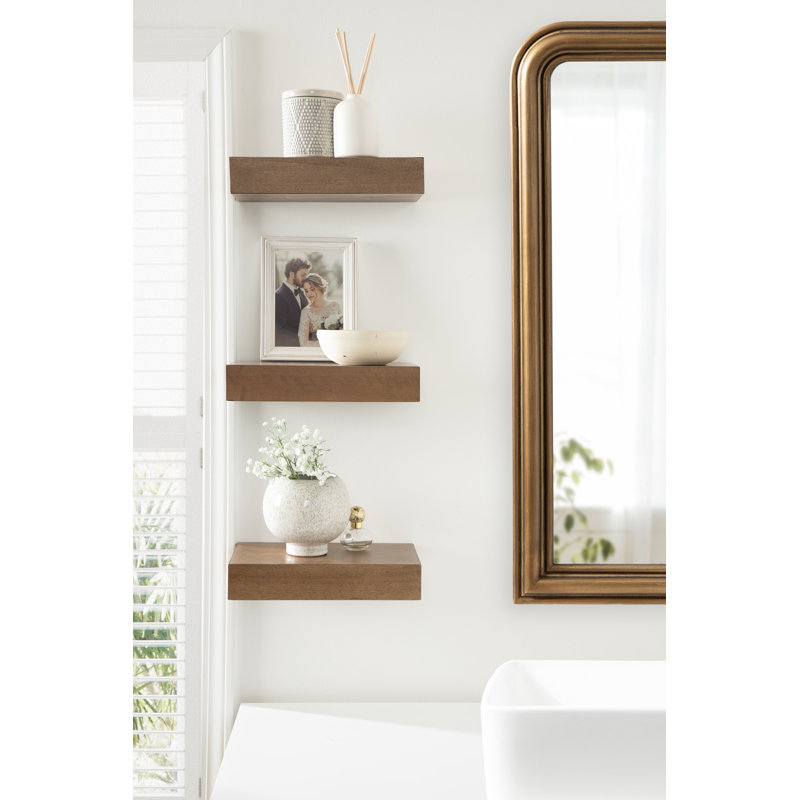3 Piece Floating Shelf, Rustic Brown
