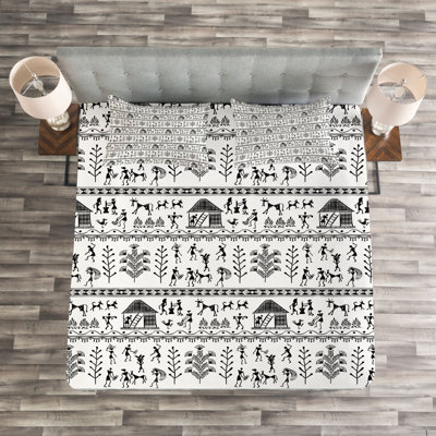 Tribal Bedspread Set with Shams