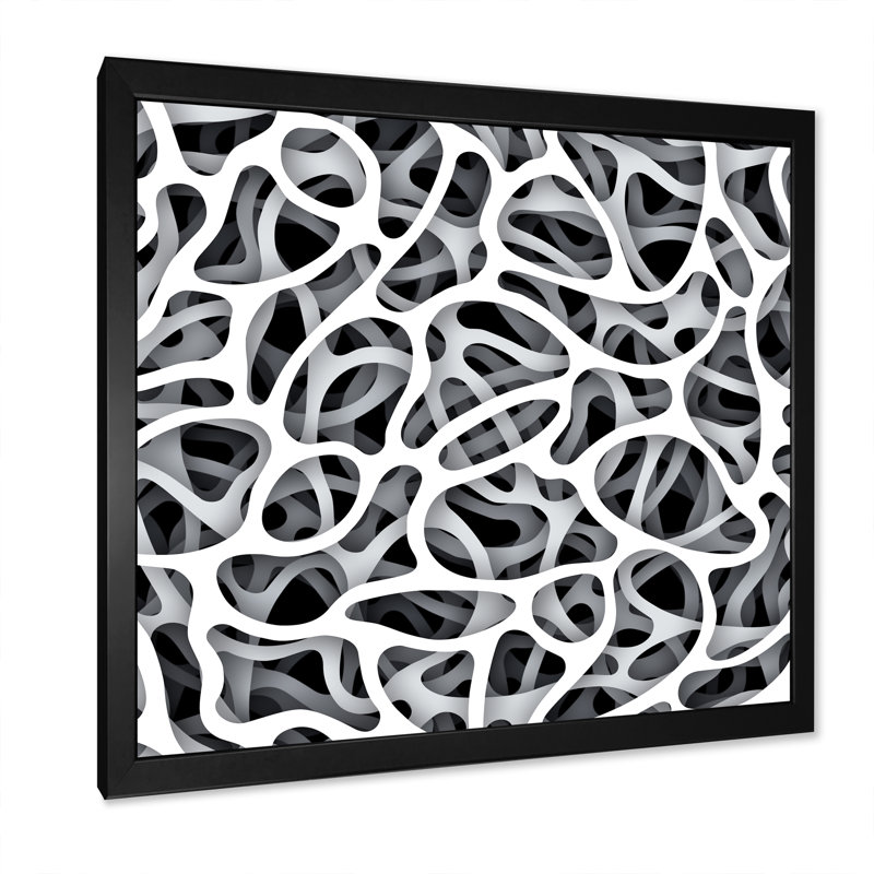 Art graphique noir et blanc - impression sur toile, Cadre noir, H 16 po x l 16 po x P 1 po