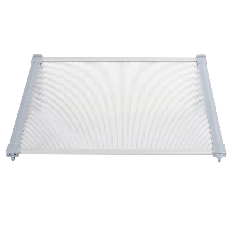 Dakota Fields 90cm D Plastic Cover Retractable Door / Window Awning, Clear/Silver, 28cm H x 150cm W x 90cm D