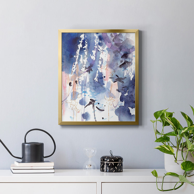 Toile encadrée de qualité supérieure «Late Night Breeze I» - prête à être accrochée, Or, H 24 po x l 20 po