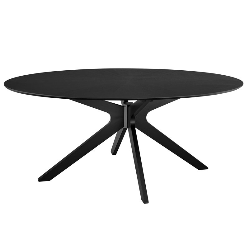 Crossroads Oval Wood Dining Table In Black, 29" H x 43.50" L x 71" W