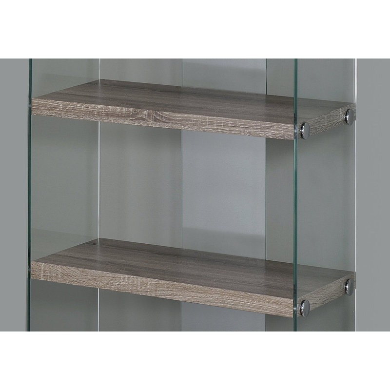 Bibliothèque, bibliothèque, étagère, 5 niveaux, H 60 po, bureau, chambre à coucher, verre trempé, blanc brillant, transparent
