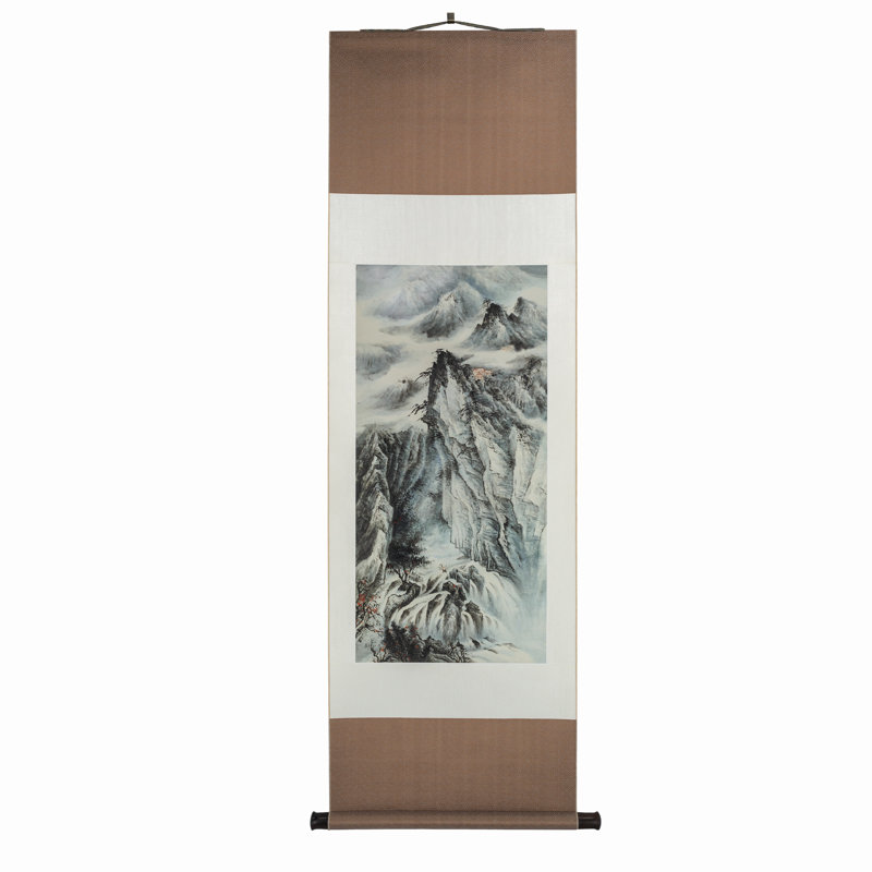 Seeking the Path in Deep Mountains - Asian Painting Hanging Scroll